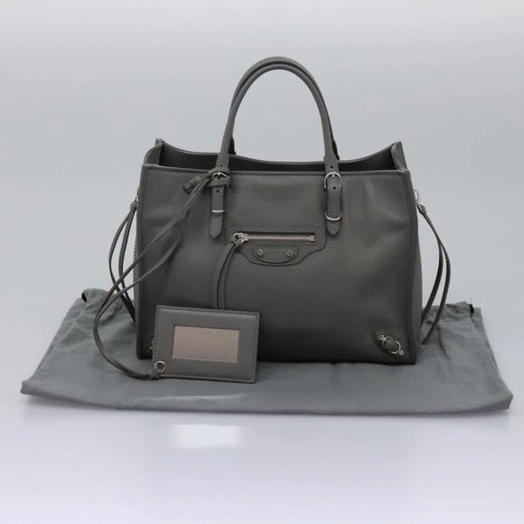 BALENCIAGA Paper Mini Hand Bag Leather Gray 370926 Auth PP323AM - Picture 14 of 16